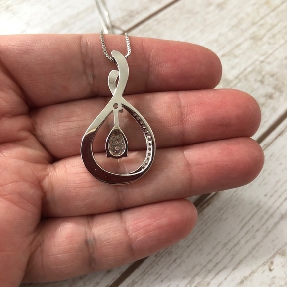 INFINITY LOVE Charm Cubic Zirconia Love You To The Moon Back Necklace - Picture 5 of 9